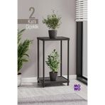 Mowo Home 2 Katlı Siyah Çiçeklik Saksılık Dekoratif Saksı Standı Balkon Teras Salon Saksı Rafı 40x33 cm