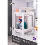 Mowo Home 2 Katlı Tekerlekli Düzenleyici Raf Beyaz, Banyo Dolabı, Mutfak Tezgah ve Evye Altı, Deterjanlık