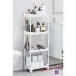 Mowo Home 4 Katlı Tekerlekli Banyo Rafı, Mutfak Rafı, Havluluk, Deterjanlık Makyaj Organizer - Beyaz