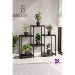 Mowo Home 6 Katlı Siyah Çiçeklik Saksılık Dekoratif Saksı Standı Balkon Teras Salon Saksı Rafı 40x33 cm