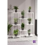 Mowo Home 8 Katlı Beyaz Çiçeklik Saksılık Dekoratif Saksı Standı Balkon Teras Salon Saksı Rafı 40x33 cm
