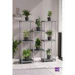 Mowo Home 8 Katlı Gri Çiçeklik Saksılık Dekoratif Saksı Standı Balkon Teras Salon Saksı Rafı 40x33 cm