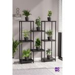 Mowo Home 8 Katlı Siyah Çiçeklik Saksılık Dekoratif Saksı Standı Balkon Teras Salon Saksı Rafı 40x33 cm