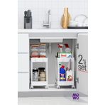 Mowo Home Beyaz 2 Katlı Tekerlekli Düzenleyici 2'li Set Mutfak, Banyo Rafı Tezgah Altı Evye Altı Deterjanlık