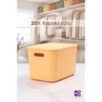 Mowo Home BigBox 20 Lt 1'li Sarı Dolap Düzenleyici Kapaklı Saklama Kutusu Sepet Organizer Oyuncak kutusu