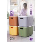 Mowo Home BigBox 20 Lt 4'lü Mix Dolap Düzenleyici Kapaklı Saklama Kutusu Sepet Organizer Oyuncak kutusu