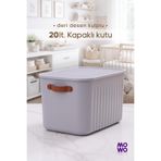 Mowo Home BigBox Kulplu 20 Lt 1 Adet Gri Dolap Düzenleyici Saklama Kutusu Sepet Organizer Oyuncak kutusu