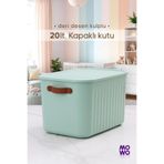Mowo Home BigBox Kulplu 20 Lt 1 Adet Mint Dolap Düzenleyici Saklama Kutusu Sepet Organizer Oyuncak kutusu