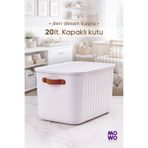Mowo Home BigBox Kulplu 20 Lt 1'li Beyaz Dolap Düzenleyici Saklama Kutusu Sepet Organizer Oyuncak kutusu