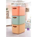 Mowo Home BigBox Kulplu 20 Lt 3'lü Mix Dolap Düzenleyici Saklama Kutusu Sepet Organizer Oyuncak kutusu