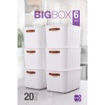 Mowo Home BigBox Kulplu 20 Lt 6'lı Beyaz Dolap Düzenleyici Saklama Kutusu Sepet Organizer Oyuncak kutusu