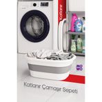Mowo Home Katlanabilir Silikon Çamaşır Sepeti, Akordiyon Katlanır Sepet, Yer Kaplamaz Katlanır Çamaşır Sepeti