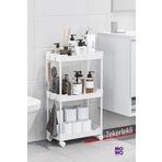 Mowo Home Mowo 3 Katlı Beyaz Tekerlekli Banyo Rafı, Mutfak Rafı, Havluluk, Deterjanlık Makyaj Organizer Vesken