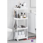Mowo Home Mowo 4 Katlı Beyaz Tekerlekli Banyo Rafı, Mutfak Rafı, Havluluk, Deterjanlık Makyaj Organizer Vesken