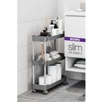 Mowo Home Slim 3 Katlı Tekerlekli Raf Ünitesi Gri, Banyo Rafı, Mutfak Rafı, Banyo Düzenleyici