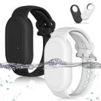 MOWYEOK [2 adet] GPS takip cihazı, Samsung için, yumuşak silikon, GPS takip cihazı, gizli su geçirmez bileklik, ayarlanabilir kayış, Samsung Galaxy SmartTag2 (2023) ile uyumludur, siyah + beyaz