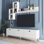 Moxen Mobilya Mt1 Mira Duvar Raflı Tv Sehpası - Kitaplıklı Tv Ünitesi