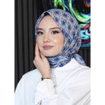 Mozaik Desen Lacivert Soft Pamuk Eşarp