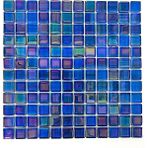 MozaiKristaL Havuz, Banyo, Sauna, Spa, Iç ve Dış Tüm Yüzeyler Için, Suya, Isıya ve Tüm Etkenlere Dayanıklı 6mm Kalınlığında Aurora Blue, 30X30 Cm. Fileli Kristal Mozaik - 23x23 - Mavi Lüsterli