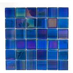 MozaiKristaL Havuz, Banyo, Sauna, Spa, Iç ve Dış Tüm Yüzeyler Için, Suya, Isıya ve Tüm Etkenlere Dayanıklı 6mm Kalınlığında Aurora Blue, 30X30 Cm. Fileli Kristal Mozaik - 48x48 - Mavi Lüsterli