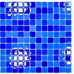 MozaiKristaL Havuz ve Tüm Yüzeyler Için 25X25MM. Mavi Mix. 31,5X31,5CM. Fileli Cam Mozaik. - Mozaik ölçüleri: 25x25mm. - File Karo ölçüsü: 31,5x31,5cm.