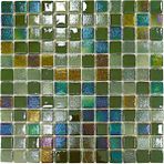 MozaiKristaL Mutfak Tezgah Arası, Banyo, Havuz, Sauna, Spa ve Iç ve Dış Dekorasyonda Tüm Yüzeyler Için, 25X25 mm ve Yeşil Karışım, 31,5X31,5 cm. Fileli Cam Mozaik. ( 10 File Karo = 1 M2 Fiyatıdır )