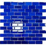 MozaiKristaL Mutfak Tezgah Arası, Havuz, Banyo, Sauna, Spa, ve Yaşam Alanlarının Tüm Yüzeyleri Için. 23X48MM Mavi. 30X30CM. Fileli Kristal Mozaik. - 23x48x6mm