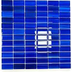 MozaiKristaL Mutfak Tezgah Arası, Havuz, Banyo, Sauna, Spa, ve Yaşam Alanlarının Tüm Yüzeyleri Için. 23X48MM Mavi. 30X30CM. Fileli Kristal Mozaik. - Cam ölçüleri: 23x48x6mm. - File ölçüsü: 30x30cm.