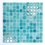 MozaiKristaL Mutfak Tezgah Arası, Havuz, Banyo, Sauna, Spa, ve Yaşam Alanlarının Tüm Yüzeyleri İçin. 25X25 mm P. Açık Turkuaz. 31.5X31.5 cm. Fileli Cam Mozaik. ( 1 M2 Fiyatıdır )