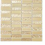 MozaiKristaL Mutfak Tezgah Arası ve Iç Dekorasyon Için Kristal Cam Mozaik. Cam Ölçüsü: 23X73 Mm. File Ölçüsü: 30X30 cm ( 1 Koli = 11 Karo file = 1 m2 Fiyatıdır ) - Bej
