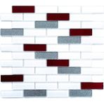 MozaiKristaL Mutfak Tezgah Arası ve Iç Dekorasyon Için Kristal Cam Mozaik. Cam Ölçüsü: 23X73 Mm. File Ölçüsü: 30X30 cm. ( 1 Kutu = 1 m2 Fiyatıdır ) - Kırmızı