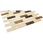 MozaiKristaL Mutfak Tezgah Arası ve Iç Dekorasyon Için Kristal Cam Mozaik. Cam Ölçüsü: 23X73 Mm. File Ölçüsü: 30X30 cm. ( 1 Kutu = 1 m2 Fiyatıdır ) - Krem - Kahve