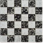 MozaiKristaL Mutfak Tezgah Arası ve İç Dekorasyon İçin Kristal Cam Mozaik. Cam Ölçüsü: 48X48X6 Mm. File Ölçüsü: 30X30 cm. ( 1 Koli = 1 m2 fiyatıdır. ) - Siyah - Beyaz - Gümüş