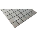 MozaiKristaL Mutfak Tezgah Arası ve İç Dekorasyonda zemin ve ıslak zemin haric tüm yüzeyler İçin Kristal Cam Mozaik. Renk: Inox, Cam Ölçüleri: 48X48 Mm, File Karo Ölçüsü:30X30 Cm. ( 1 M2 Fiyatıdır )