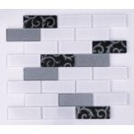 MozaiKristaL Mutfak Tezgah Arası ve Iç Mekanlarda Tüm Yüzeyler Için 36x98x4mm Beyaz-Siyah-Gümüş 30x30 cm Fileli Kristal Mozaik ( 1m2 fiyatıdır) - 30 x 30 cm