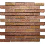MozaiKristaL Mutfak Tezgah Arası ve İç Ortamlarda Tüm Yüzeyler İçin Bronz ve Altın Simli, 30X30 cm. Fileli Kristal Cam Mozaik. ( 1 M2 Fiyatıdır ) - Cam ebatı: 23 x 73mm. File Ebatı: 30 x 30cm.