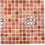 MozaiKristaL Tüm Yüzeyler Için 25X25MM. Bakır Gülü, 31,5X31,5CM. Fileli Cam Mozaik - Kahverengi