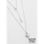 Mozanit Kalbi 18 Ayar Beyaz Altın Kaplama 46 Cm Gümüş Kolye