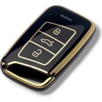 MOZOKO Volkswagen Passat B8 Skoda Superb Uyumlu Lüks Siyah Gold Anahtar Kumanda Koruyucu Kılıf