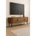 mp atelier Özel Tasarımlı 2 Çekmeceli Ayaklı Oval Şık Çıtalı Modern TV Ünitesi