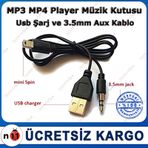 MP3 MP4 Player Müzik Kutusu Usb Şarj ve 3.5mm AUX Kablo