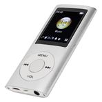 MP4 Çalar, MP3 Çalar, Taşınabilir Müzik Çalar, Kayıpsız Ses İnce 1.8 İnç LCD Ekran 64G'ye Kadar Hafıza SD Kartını Destekler (Gümüş rengi)