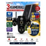 MPIA KOTO 12MP 3 Lens 4G Çift Solar Panel HiEasy AOV (Sürekli Kayıt) Gece Görüş Çift Yönlü Ses Turkcell Sim Kart