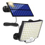 MPJ Dış mekan için solar lamba, 106 LED solar lamba, dış mekan hareket sensörlü, IP65 su geçirmez, 120° aydınlatma açısı, bahçe için solar duvar lambası, 5 m kablolu