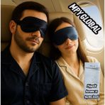 Mpy Global %100 Ipek Saten Uyku Maskesi ,göz Bandı, 2li Set, Uyku Bandı, Yoga Bandı Siyah-Lacivert