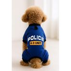 MPZ PETS Kedi ve Köpek Kıyafeti & Elbisesi Saks Mavi 4 Bacak Tulum Police K 9 Unit M