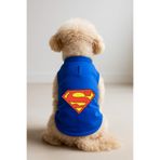 MPZ PETS Kedi ve Köpek Kıyafeti & Elbisesi Saks Mavi Superman Atlet 4XL