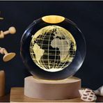 MR 3D Kristal Cam Küre, Ahşap Soketli Gece Lambası,LED, sevgiliye hediye, Noel, Öğretmenler Günü, Özel Tasarım Harika bir hediye (Dünya)