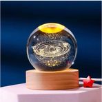 MR 3D Kristal Cam Küre, Ahşap Soketli Gece Lambası,LED, sevgiliye hediye, Noel, Öğretmenler Günü, Özel Tasarım Harika bir hediye (Gezegenler)