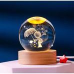 MR 3D Kristal Cam Küre, Ahşap Soketli Gece Lambası,LED, sevgiliye hediye, Noel, Öğretmenler Günü, Özel Tasarım Harika bir hediye (Küçük Prens A)